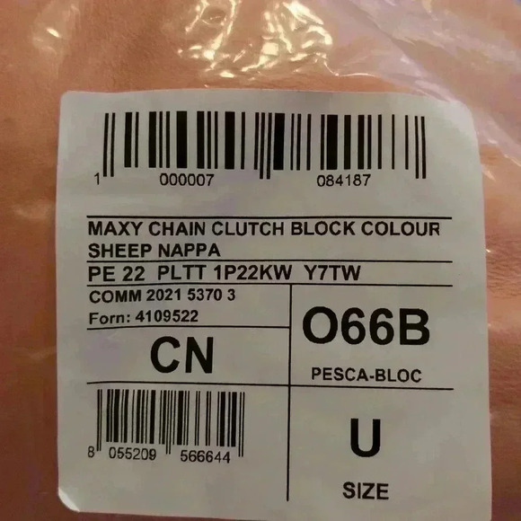 SALE PINKO Maxy Chain Clutch Block Colour Seep Nappa Apricot color RARE - Picture 10 of 10